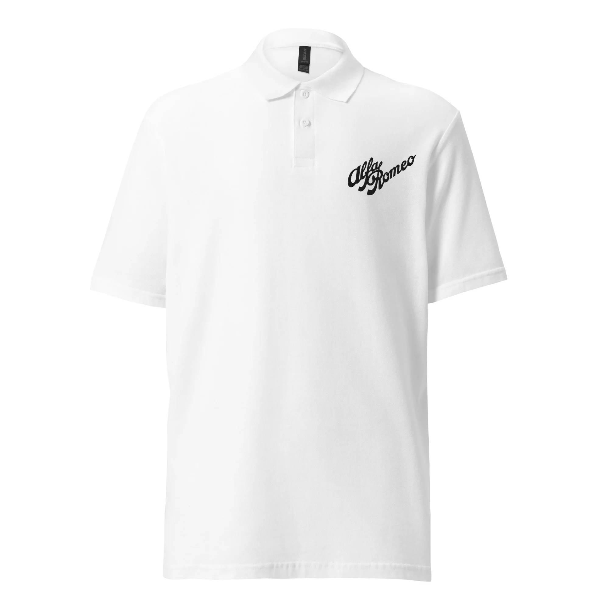 Alfa Romeo Vintage Polo Shirt 5 Alfa Romeo Vintage Polo Shirt in White, front view