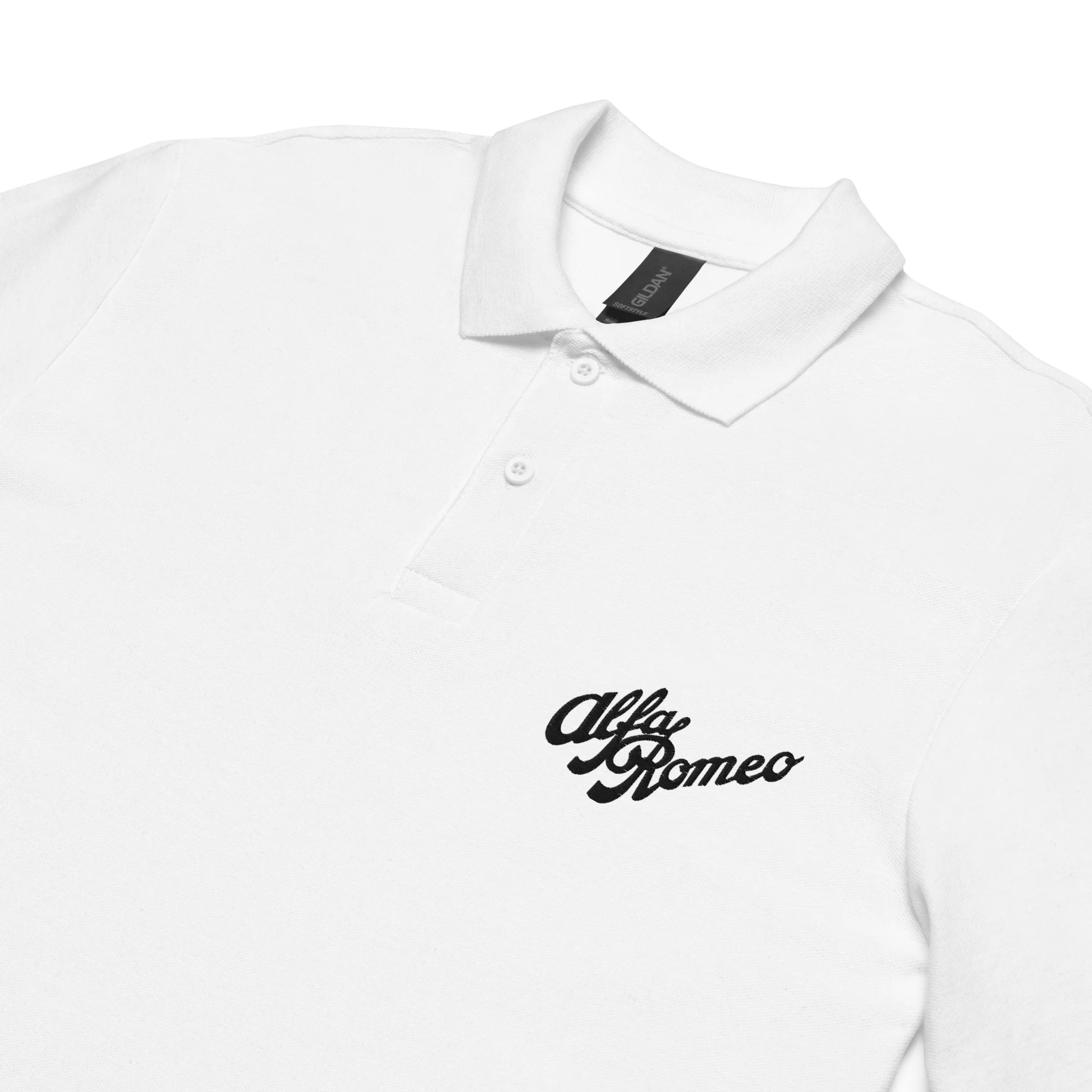 Alfa Romeo Vintage Polo Shirt 4 Alfa Romeo Vintage Polo Shirt in White, detail view