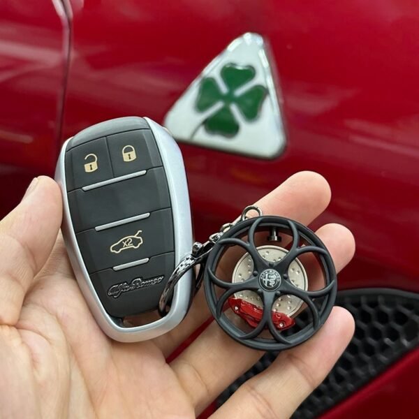 Alfa Romeo Metal Wheel Keychain - Premium Alfisti Accessory for Giulia, Stelvio, Tonale, 4C, Mito, Spider & All Models