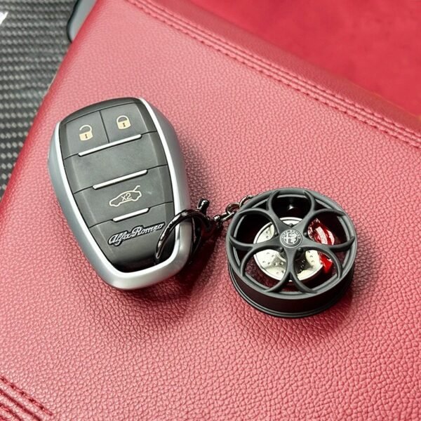 Alfa Romeo Metal Wheel Keychain - Premium Alfisti Accessory for Giulia, Stelvio, Tonale, 4C, Mito, Spider & All Models