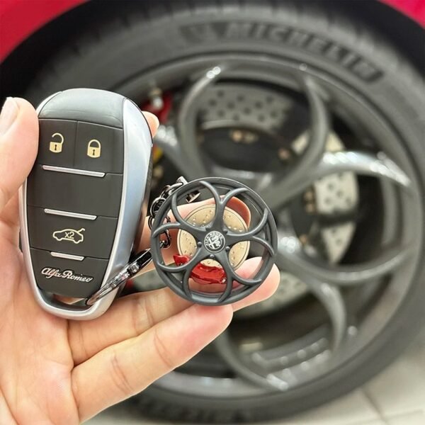 Alfa Romeo Metal Wheel Keychain - Premium Alfisti Accessory for Giulia, Stelvio, Tonale, 4C, Mito, Spider & All Models