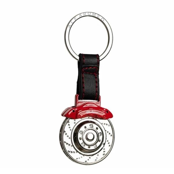 Alfa Romeo 3D Metal Brake Disc Keychain - Premium Leather Alfisti Badge for Giulia, Stelvio & Tonale