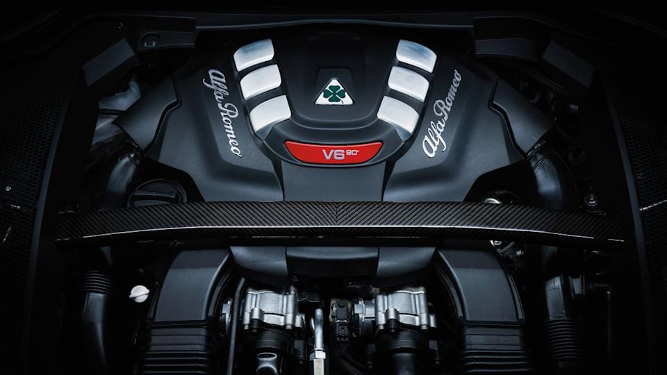 Alfa Romeo Quadrifoglio Lives! V6 & Nettuno Future 1 Alfa Romeo Giulia Quadrifoglio sports sedan.